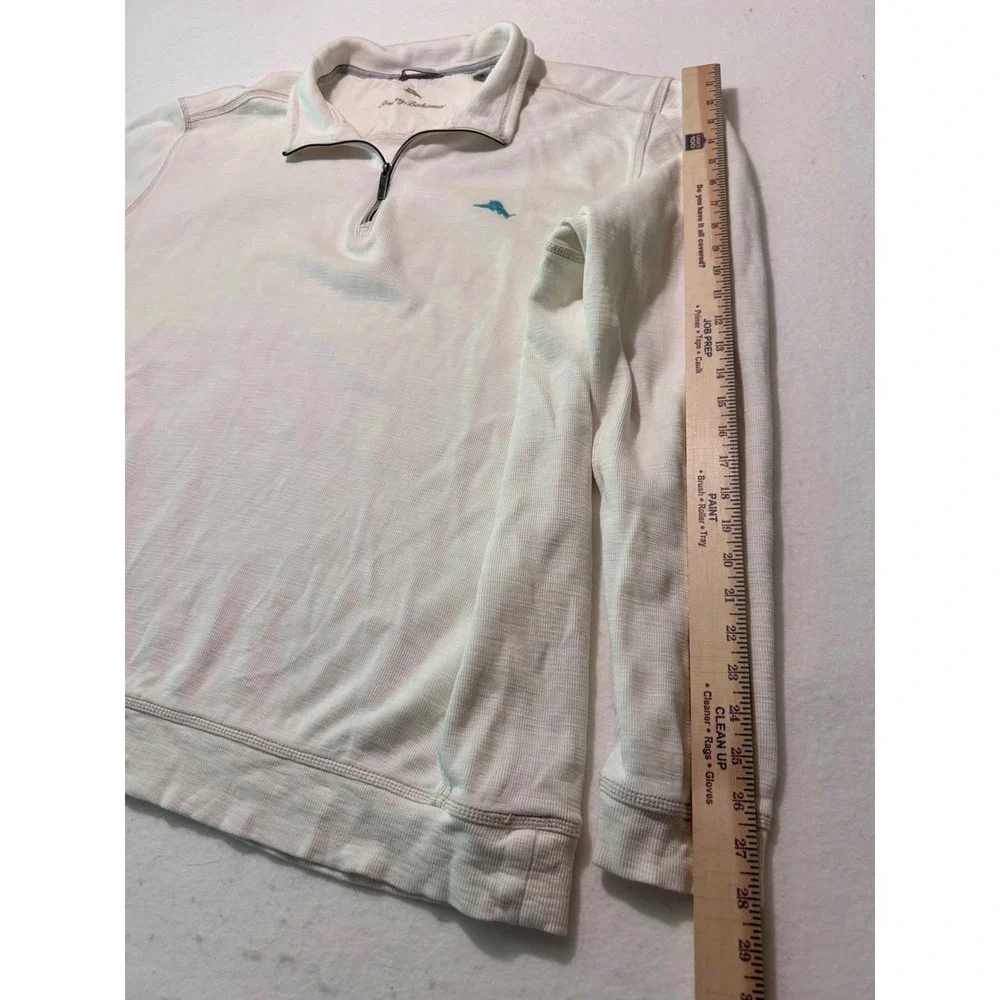 Tommy Bahama Mens XXXLT White Quarter Zip Pullover Pima Cotton Tencel Knit